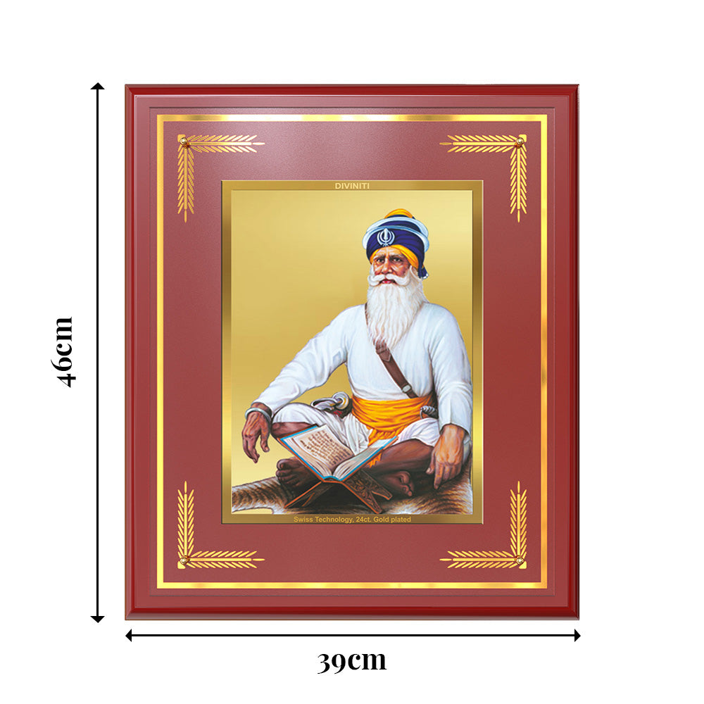 Baba Deep Singh Ji | Nihang Sikh and Martyr Wall Mount Photo Frame in 24K Gold Plated Foil