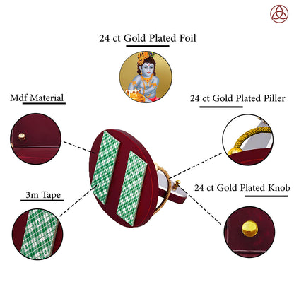Makkan Gopal | Divine Lord Krishna Car Dashboard & Tabletop Photo Frame in 24K Gold Plated Foil