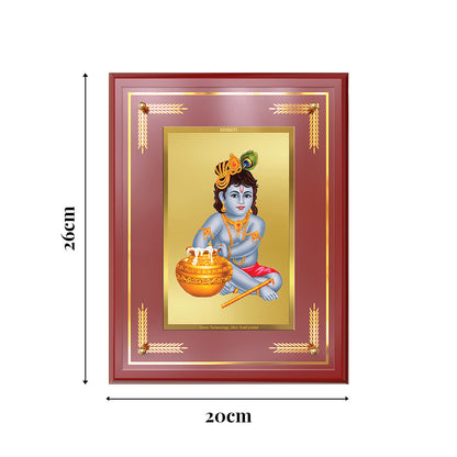 Bal Makhan Gopal | Baby Krishna | Devakinandana Wall and Tabletop Photo Frame in 24K Gold Plated Foil