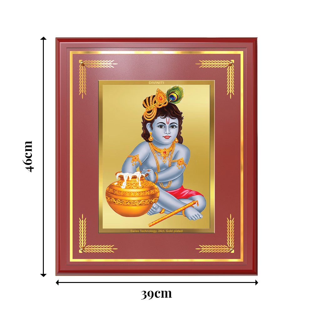 Makhan Gopal |Baby Krishna | Devakinandana For Wall & Tabletop Frame in 24K Gold Plated Foil