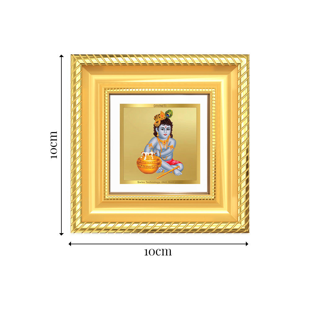Diviniti Makhan Gopal (Baby Krishna) Tabletop Frame in 24K Gold Plated Foil | Innocence, Joy & Divine Blessings | DG015S1A (10x10 CM)