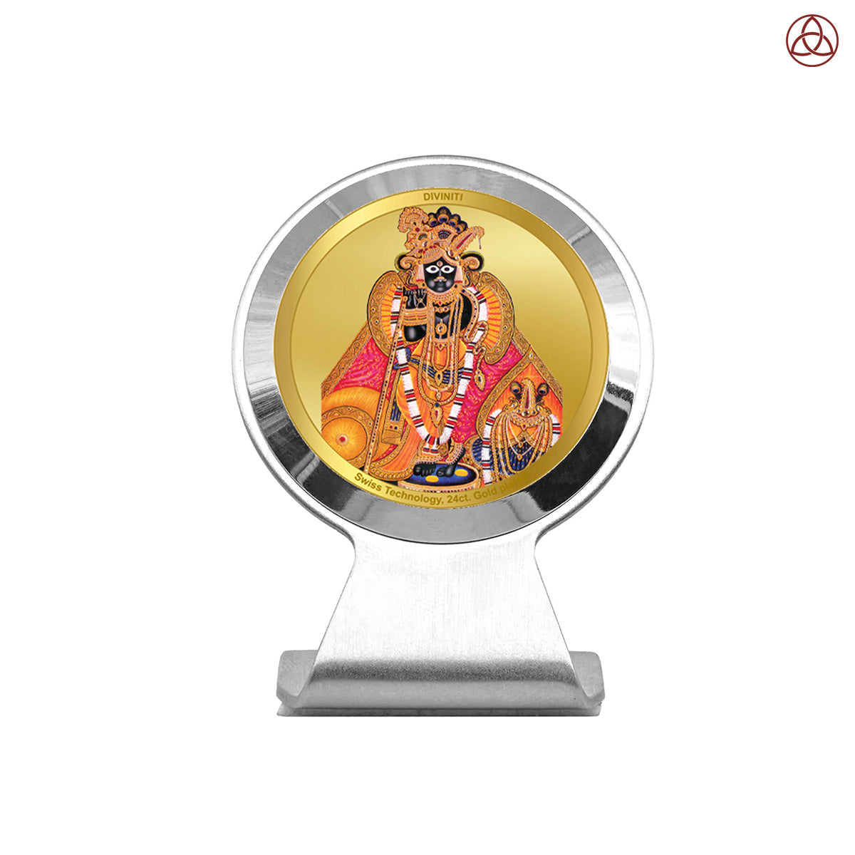 Banke Bihari | Divine Lord Krishna Car Dashboard & Tabletop Photo Frame in 24K Gold Plated Foil