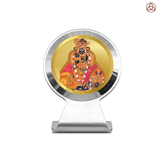 Banke Bihari | Divine Lord Krishna Car Dashboard & Tabletop Photo Frame in 24K Gold Plated Foil