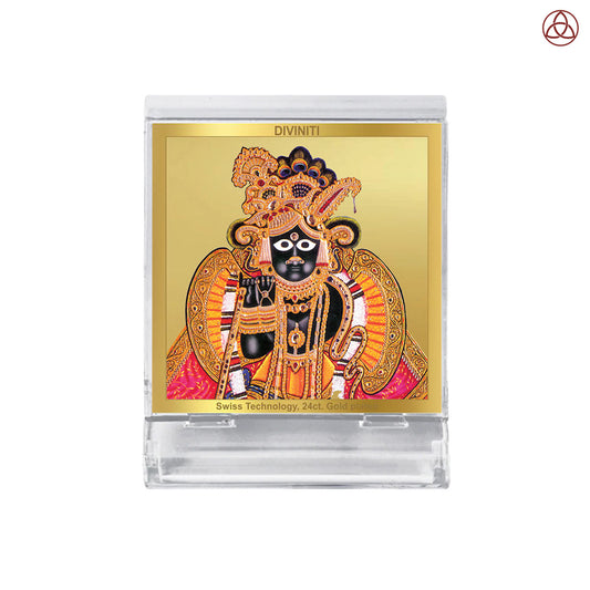 Banke Bihari | Divine Krishna Car Dashboard & Tabletop Photo Frame in 24K Gold Plated Foil