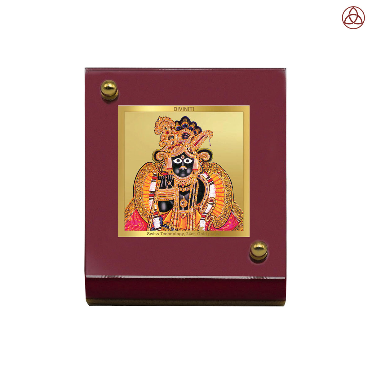 Banke Bihari | Divine Krishna Car Dashboard & Tabletop Photo Frame in 24K Gold Plated Foil