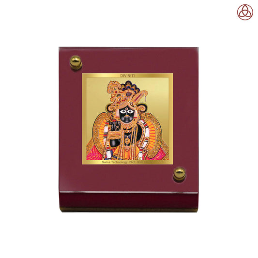 Banke Bihari | Divine Krishna Car Dashboard & Tabletop Photo Frame in 24K Gold Plated Foil