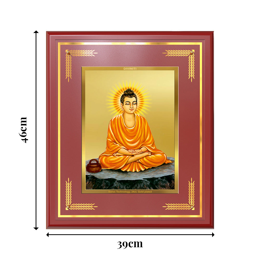 Lord Buddha| Car Dashbaord Wall & Tabletop Frame in 24K Gold Plated Foil