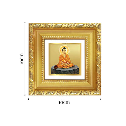 Diviniti Lord Buddha | Meditation Tabletop Photo Frame in 24K Gold Plated Foil | Peace, Mindfulness & Spiritual Awakening | DG103S1A (10x10 CM)