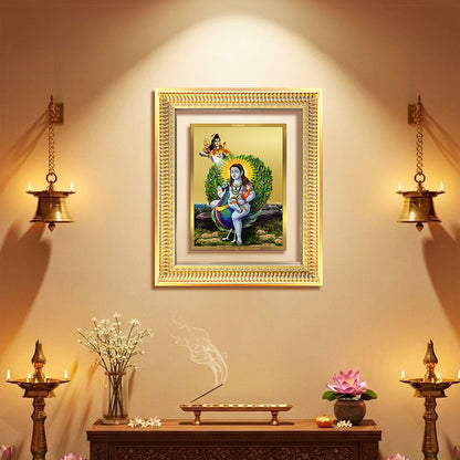 Baba Balak Nath Paunahari wall and tabletop frame in radiant 24K gold-plated foil displaying divine grace.