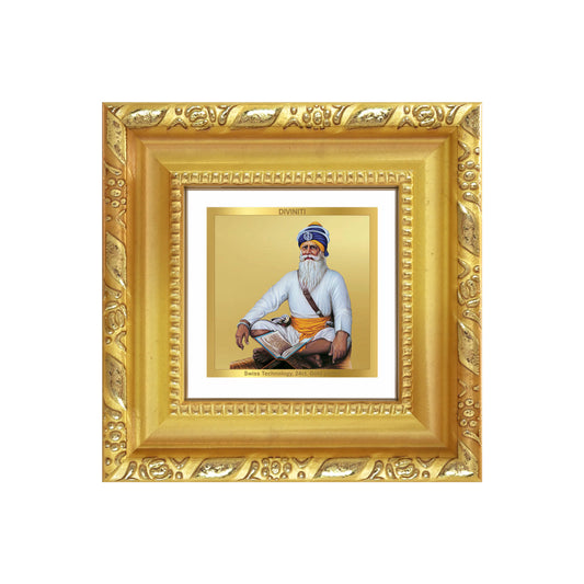 Baba Deep Singh Ji | Nihang Sikh and Martyr Tabletop Frame in 24K Gold Plated Foil
