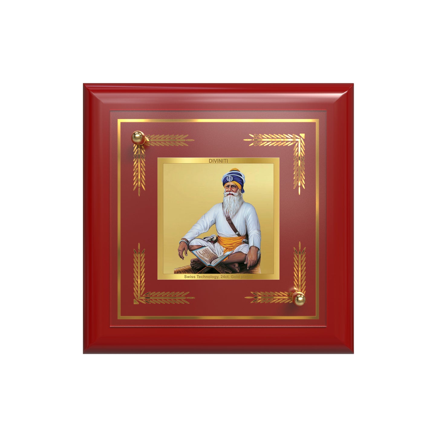 Baba Deep Singh Ji | Nihang Sikh and Martyr Tabletop Frame in 24K Gold Plated Foil