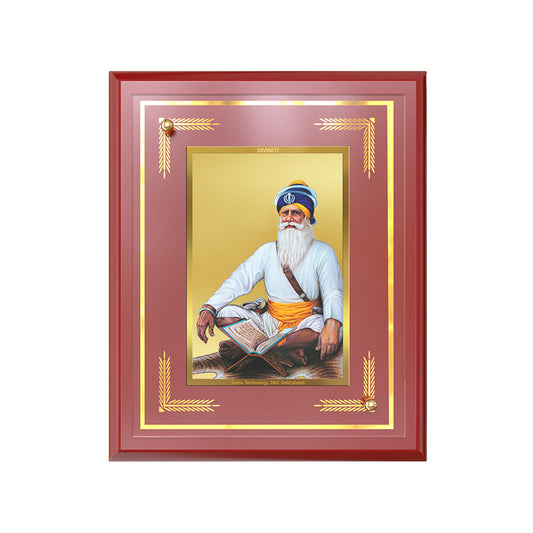 Baba Deep Singh Ji | Nihang Sikh and Martyr Wall and Tabletop Photo Frame in 24K Gold Plated Foil