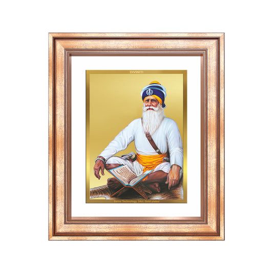 Baba Deep Singh Ji | Nihang Sikh and Martyr Wall Mount Photo Frame in 24K Gold Plated Foil