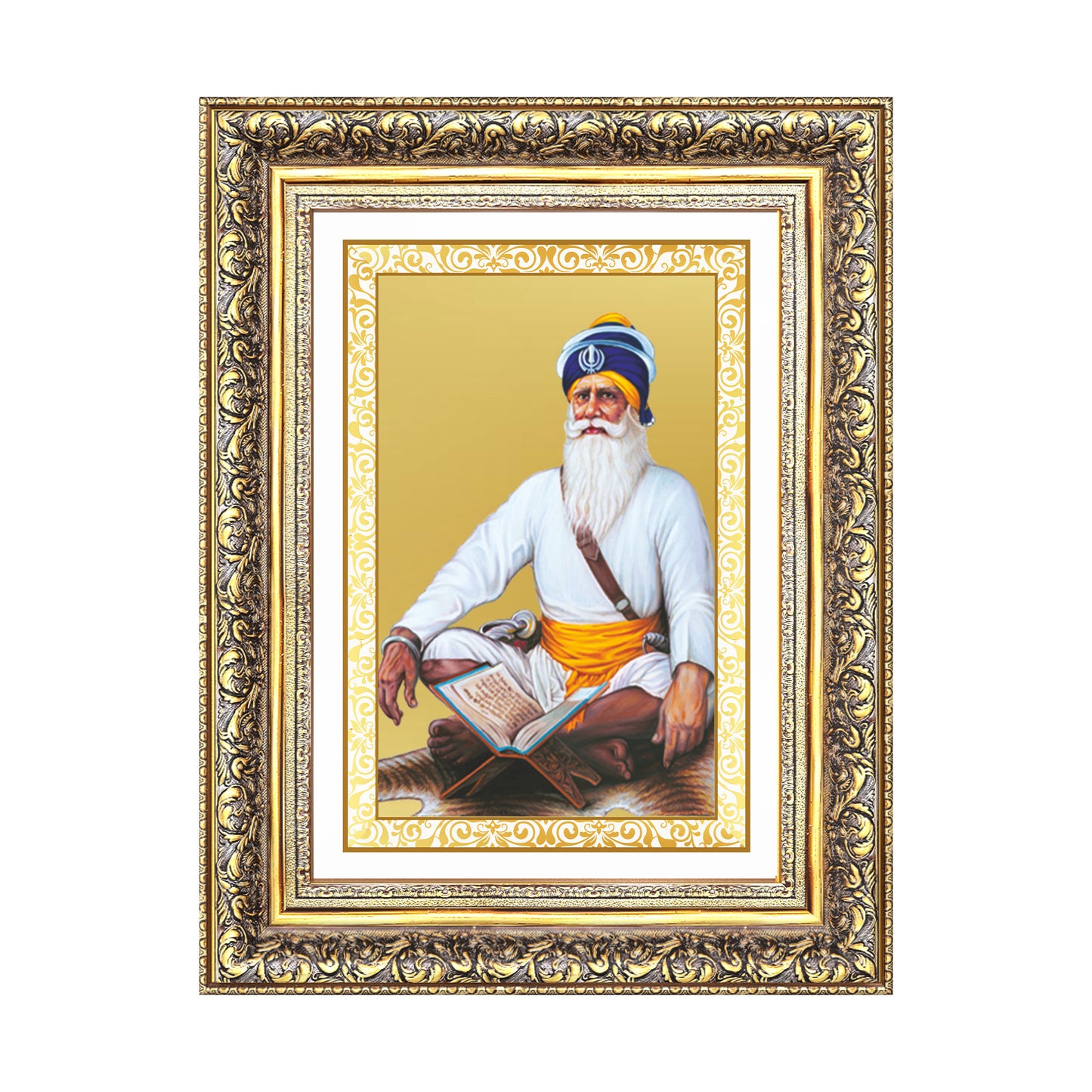 Baba Deep Singh Ji | Nihang Sikh and Martyr Wall Mount Photo Frame in 24K Gold Plated Foil