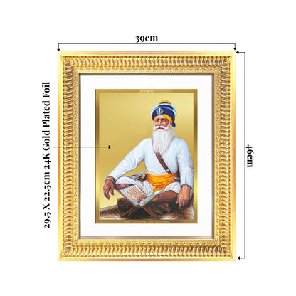 Baba Deep Singh Ji | Nihang Sikh and Martyr Wall Mount Photo Frame in 24K Gold Plated Foil