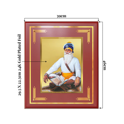 Baba Deep Singh Ji | Nihang Sikh and Martyr Wall Mount Photo Frame in 24K Gold Plated Foil