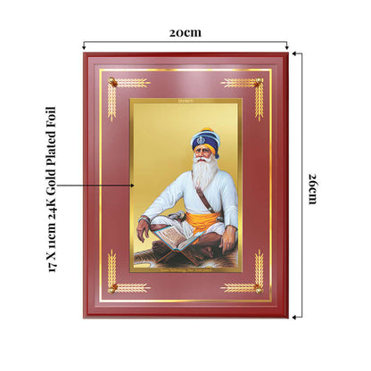 Baba Deep Singh Ji Photo Frame showing product dimensions, ideal for spiritual décor and devotional gifting.