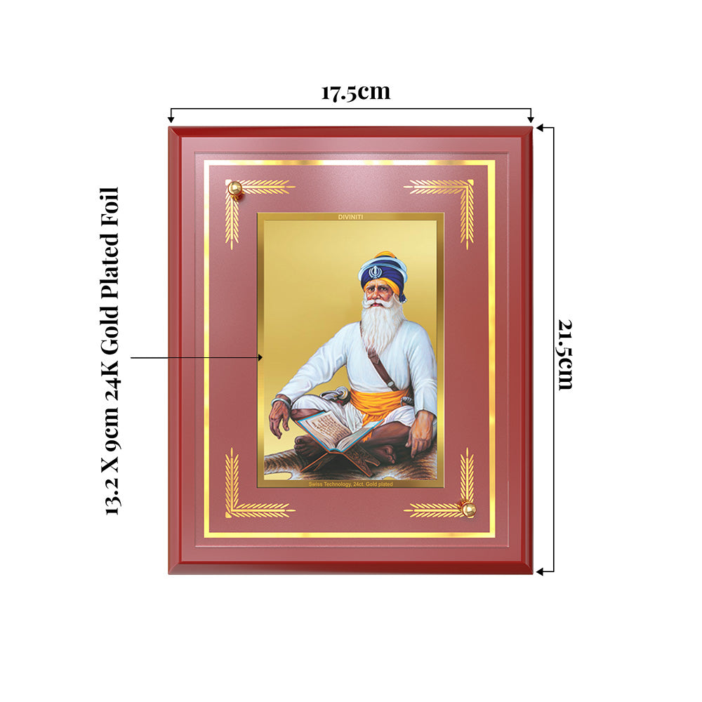 Baba Deep Singh Ji | Nihang Sikh and Martyr Wall and Tabletop Photo Frame in 24K Gold Plated Foil