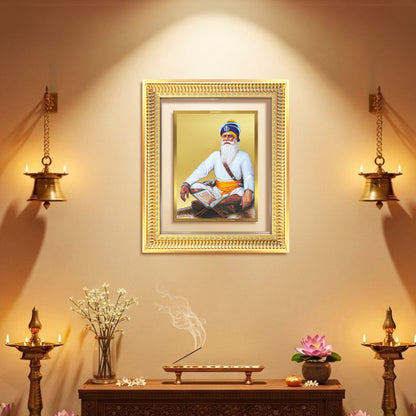 Baba Deep Singh Ji | Nihang Sikh and Martyr Wall Mount Photo Frame in 24K Gold Plated Foil