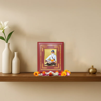 Baba Deep Singh Ji | Nihang Sikh and Martyr Wall & Tabletop Frame in 24K Gold Plated Foil
