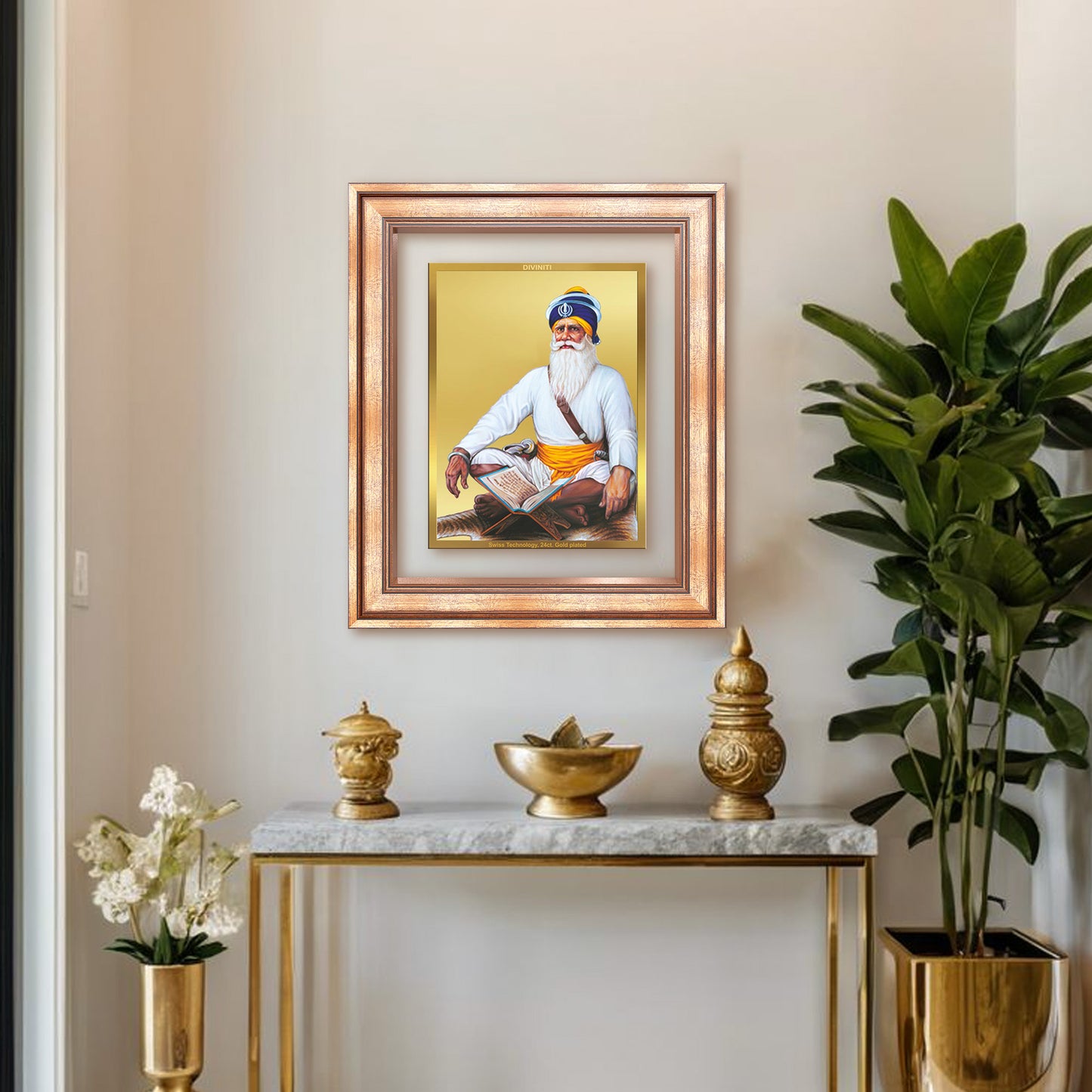 Baba Deep Singh Ji | Nihang Sikh and Martyr Wall Mount Photo Frame in 24K Gold Plated Foil