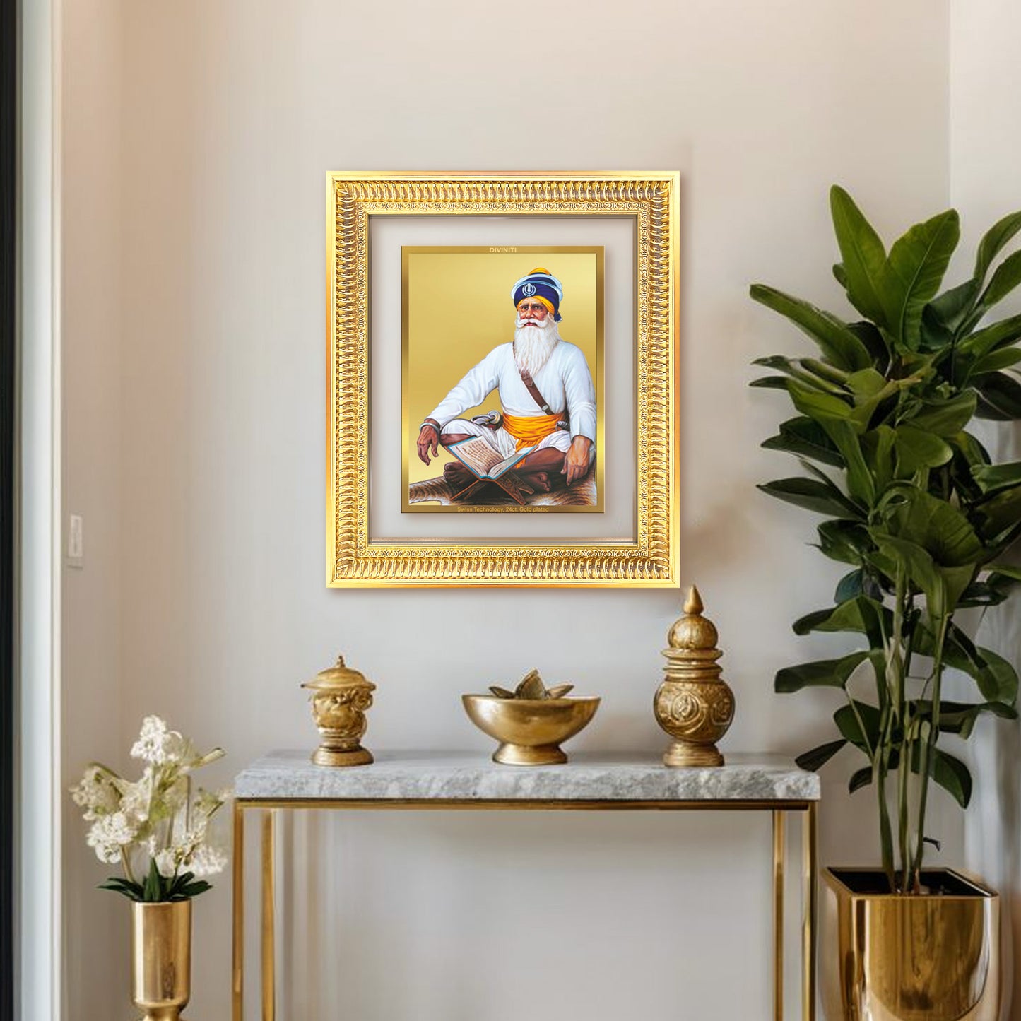 Baba Deep Singh Ji | Nihang Sikh and Martyr Wall Mount Photo Frame in 24K Gold Plated Foil