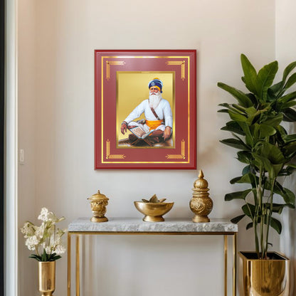Baba Deep Singh Ji | Nihang Sikh and Martyr Wall Mount Photo Frame in 24K Gold Plated Foil