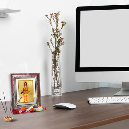 Baba Gorakhnath Photo Frame in 24K Gold Plated Foil displayed on wooden table