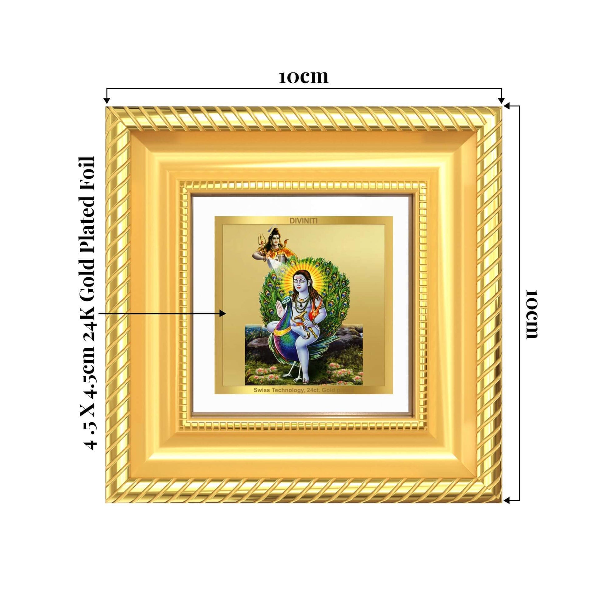 Baba Balak Nath Paunahari Tabletop Frame in 24K Gold Plated Foil Showing Dimensions