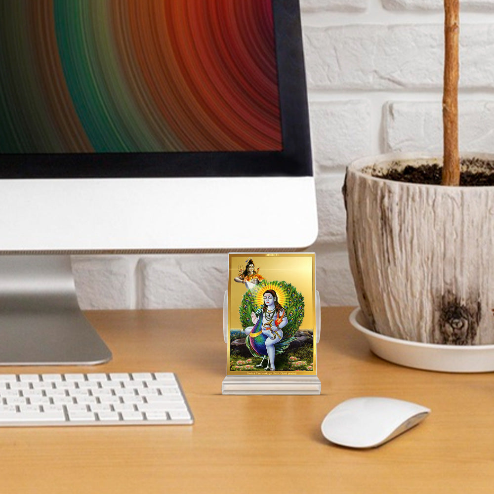 Baba Balak Nath | Paunahari For Car Dashboard Frame in 24K Gold Plated Foil