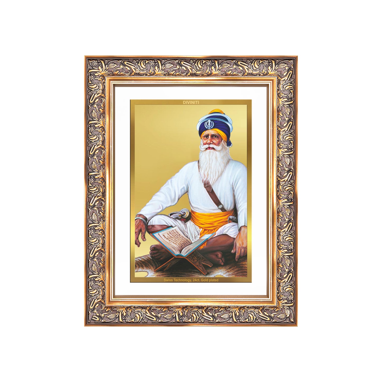 Baba Deep Singh Ji | Nihang Sikh and Martyr Wall Mount Photo Frame in 24K Gold Plated Foil
