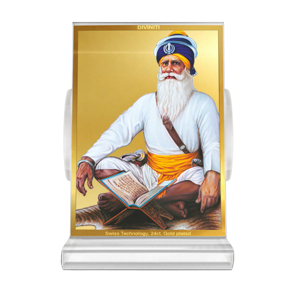Baba Deep Singh Ji | Nihang Sikh and Martyr Car Dashboard Frame in 24K Gold Plated Foil