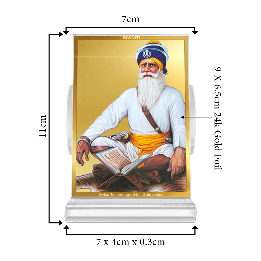 Baba Deep Singh Ji | Nihang Sikh and Martyr Car Dashboard Frame in 24K Gold Plated Foil