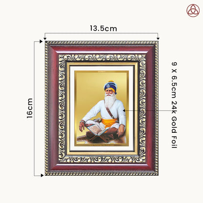Baba Deep Singh Ji | Nihang Sikh and Martyr Tabletop Frame in 24K Gold Plated Foil