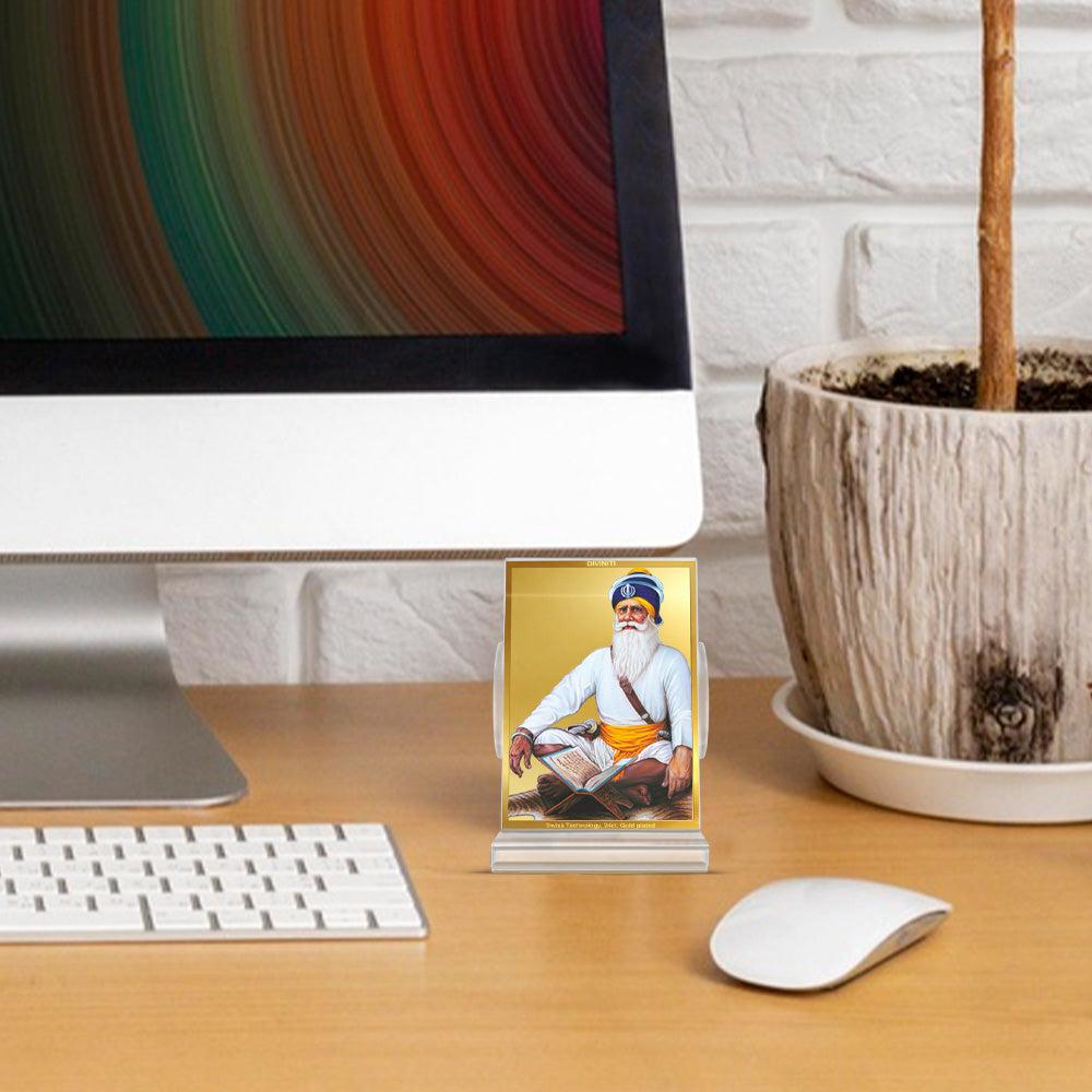 Baba Deep Singh Ji | Nihang Sikh and Martyr Car Dashboard Frame in 24K Gold Plated Foil