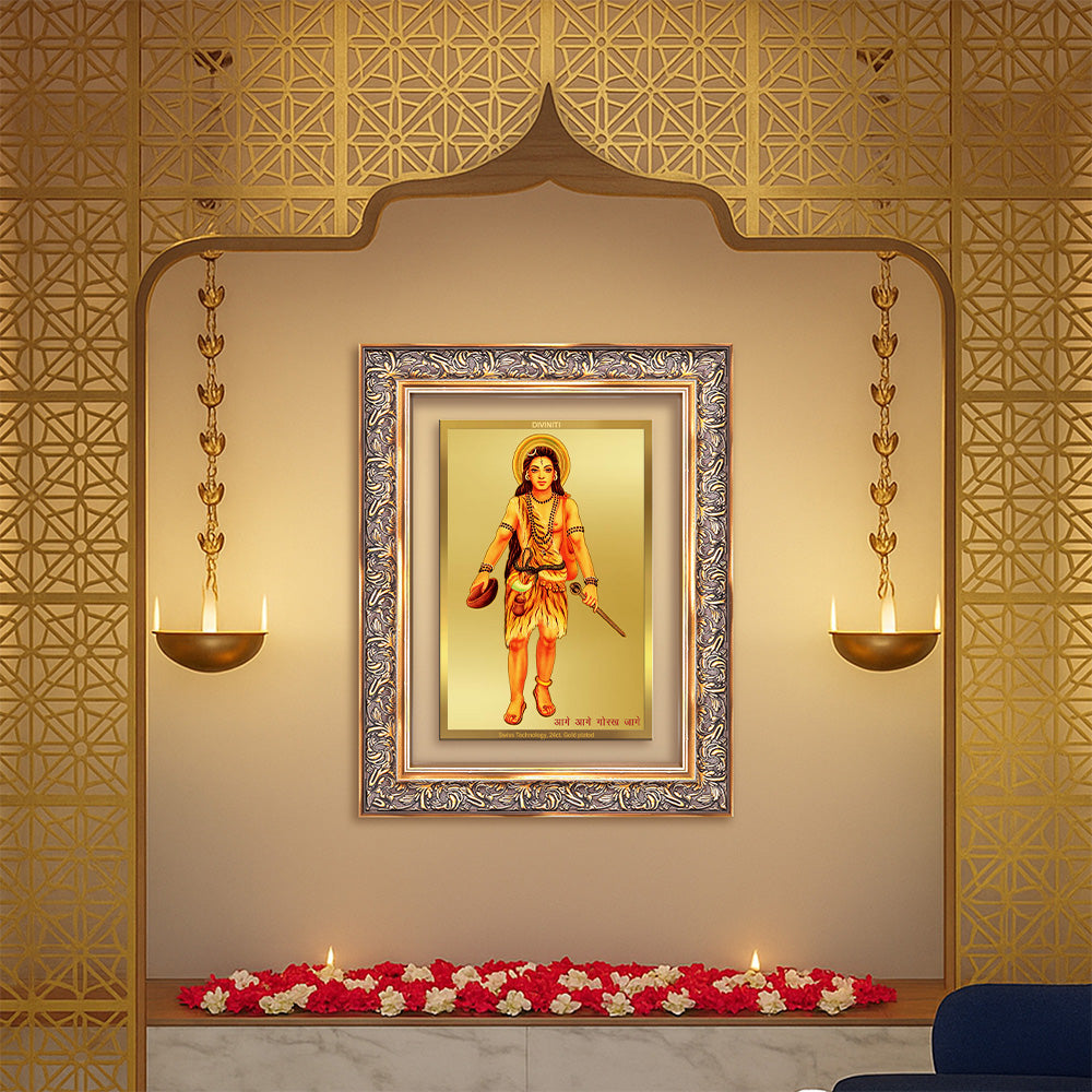Baba Gorakhnath | Darshani Wall Photo Frame in 24K Gold Plated Foil
