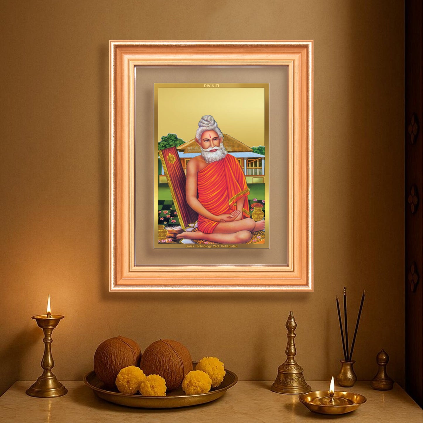 Baba Lokenath | Lokenath Brahmachari For Wall & Tabletop Frame in 24K Gold Plated Foil