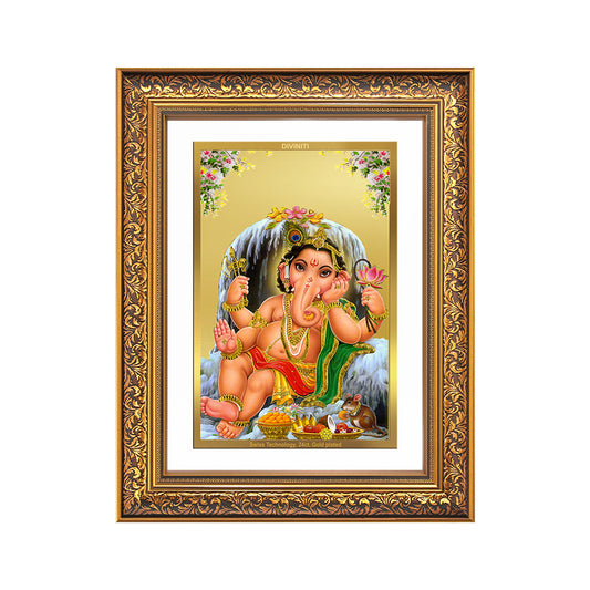 Bal Ganesha | Bal Ganapati | Baby Ganapati Wall Photo Frame in 24K Gold Plated Foil