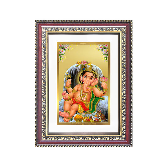 Bal Ganesha photo frame featuring the playful deity in a decorative frame, embodying wisdom and joy.