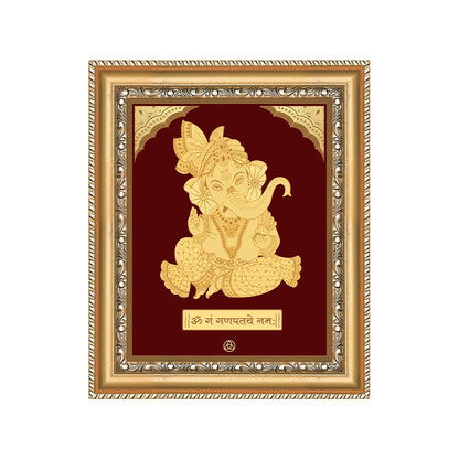 Bal Ganesha | Bal Ganapati|Baby Ganapati| For Gold on Gold Wall Hanging Frame in 24K Gold Plated Foil