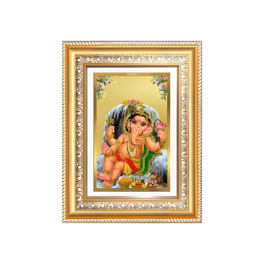  Baby Ganapati Wall Frame in 24K Gold Plated Foil