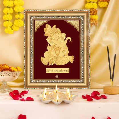 Bal Ganesha | Bal Ganapati|Baby Ganapati| For Gold on Gold Wall Hanging Frame in 24K Gold Plated Foil