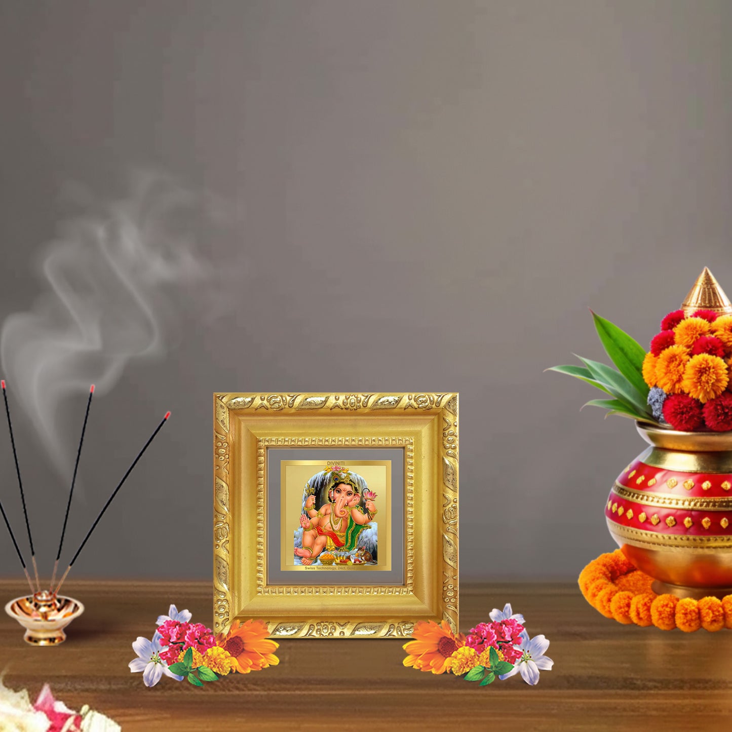 Bal Ganesha | Bal Ganapati|Baby Ganapati| For Tabletop Frame in 24K Gold Plated Foil