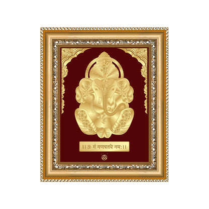 Bal Ganesha with Swastik Om | Bal Ganapati|Baby Ganapati| Gold on Gold Wall Hanging Frame in 24K Gold Plated Foil