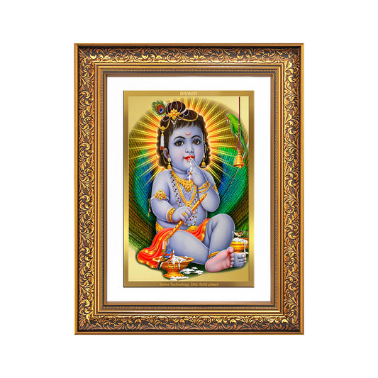 Bal Gopal | Baby Krishna | Devakinandana Wall Photo Frame in 24K Gold Plated Foil