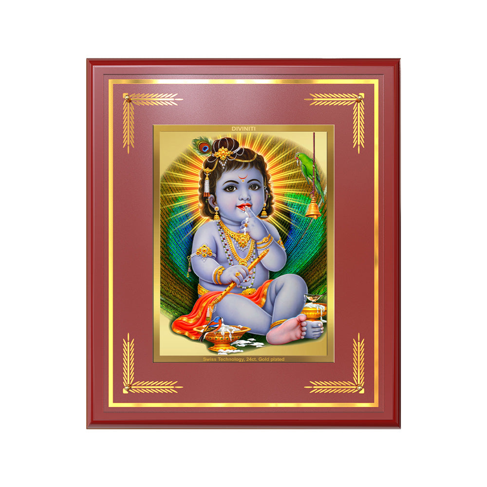Bal Gopal |Baby Krishna | Devakinandana For Wall & Tabletop Frame in 24K Gold Plated Foil