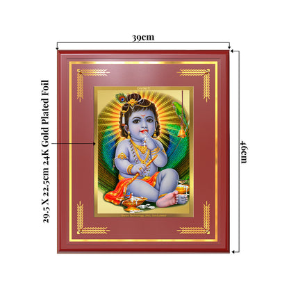 Bal Gopal |Baby Krishna | Devakinandana For Wall & Tabletop Frame in 24K Gold Plated Foil