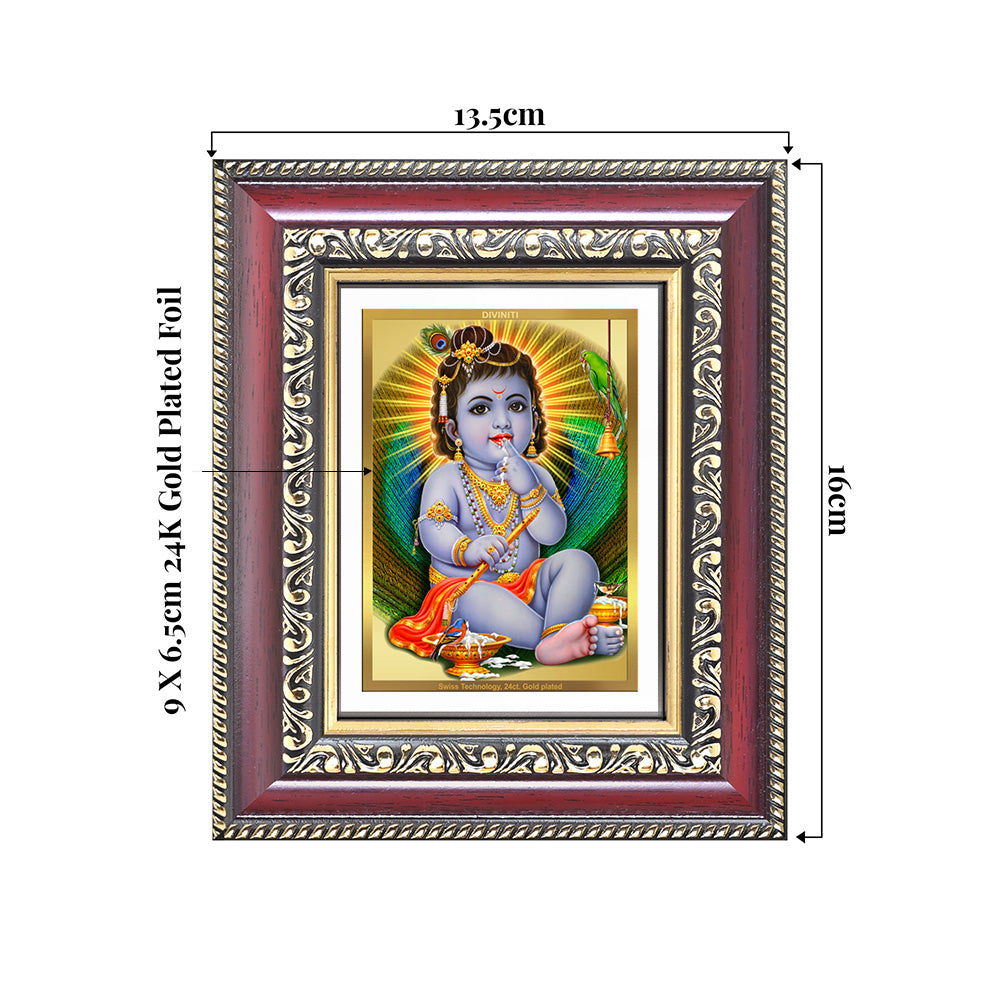 Bal Gopal |Baby Krishna | Devakinandana For Wall & Tabletop Frame in 24K Gold Plated Foil