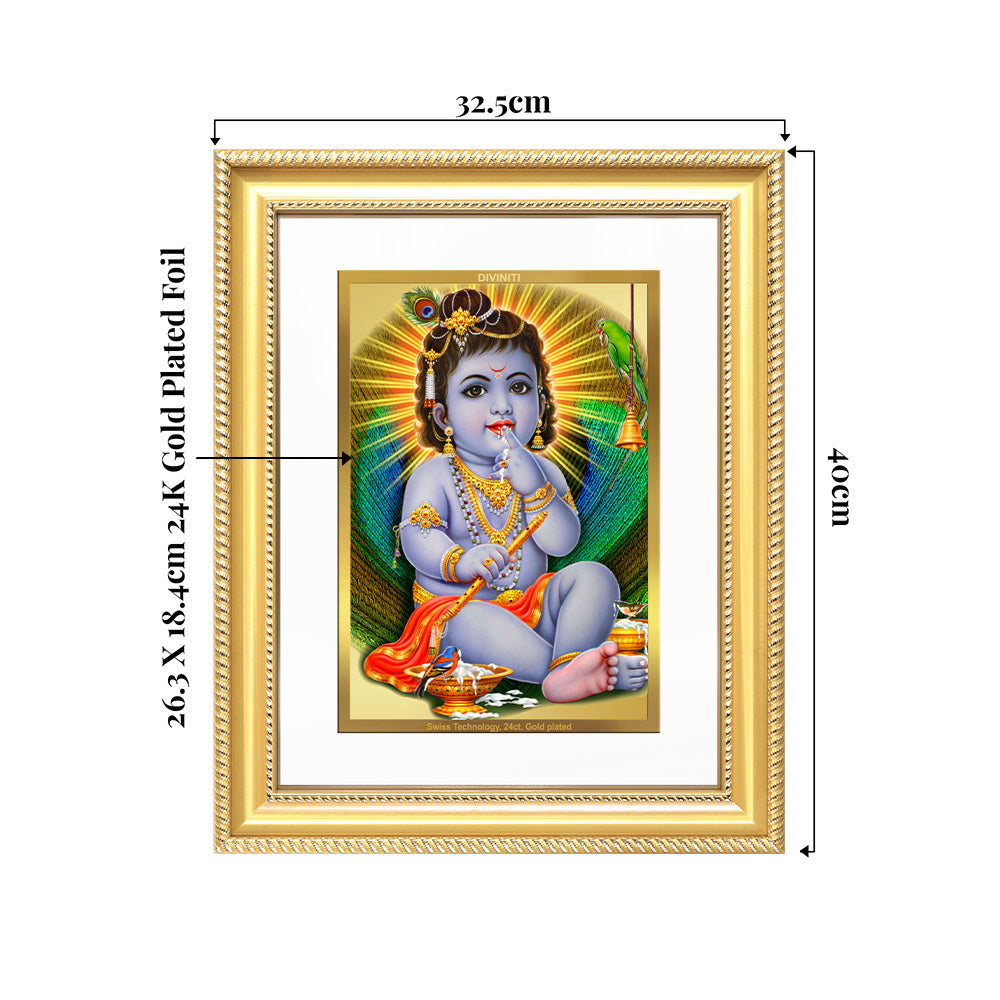 Bal Gopal |Baby Krishna | Devakinandana For Wall & Tabletop Frame in 24K Gold Plated Foil