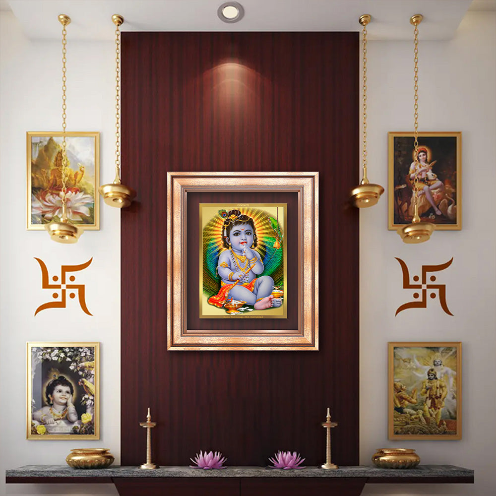 Bal Gopal |Baby Krishna | Devakinandana For Wall & Tabletop Frame in 24K Gold Plated Foil